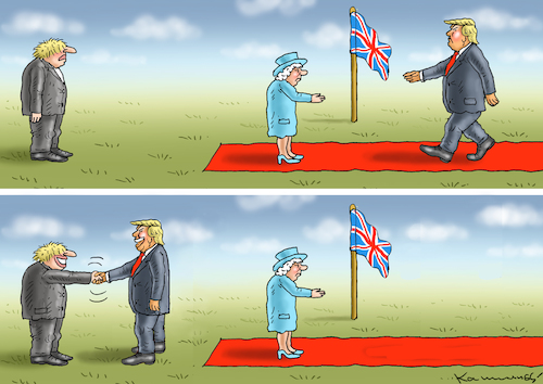 Cartoon: TRUMP BESUCHT UK (medium) by marian kamensky tagged brexit,theresa,may,england,eu,schottland,weicher,wahlen,boris,johnson,nigel,farage,ostern,seidenstrasse,xi,jinping,referendum,trump,monsanto,bayer,glyphosa,strafzölle,queen,brexit,theresa,may,england,eu,schottland,weicher,wahlen,boris,johnson,nigel,farage,ostern,seidenstrasse,xi,jinping,referendum,trump,monsanto,bayer,glyphosa,strafzölle,queen