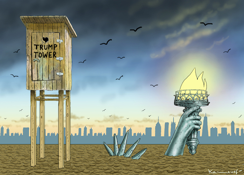 Cartoon: TRUMP TOWER (medium) by marian kamensky tagged obama,trump,präsidentenwahlen,usa,baba,vanga,republikaner,inauguration,demokraten,wikileaks,faschismus,jamal,khashoggi,shutdown,obama,trump,präsidentenwahlen,usa,baba,vanga,republikaner,inauguration,demokraten,wikileaks,faschismus,jamal,khashoggi,shutdown