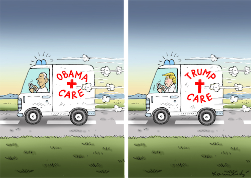 Cartoon: TRUMPCARE (medium) by marian kamensky tagged obama,trump,präsidentenwahlen,usa,baba,vanga,republikaner,inauguration,trumpcare,demokraten,wikileaks,faschismus,obama,trump,präsidentenwahlen,usa,baba,vanga,republikaner,inauguration,trumpcare,demokraten,wikileaks,faschismus