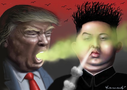 Cartoon: TRUMPKIM (medium) by marian kamensky tagged obama,trump,präsidentenwahlen,usa,baba,vanga,republikaner,inauguration,demokraten,kim,jong,un,nord,korea,wikileaks,faschismus,obama,trump,präsidentenwahlen,usa,baba,vanga,republikaner,inauguration,demokraten,kim,jong,un,nord,korea,wikileaks,faschismus