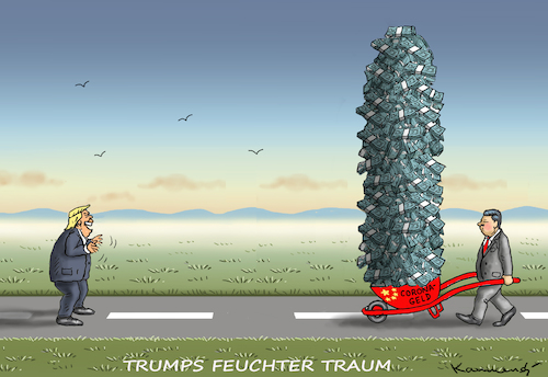 Cartoon: TRUMPS FEUCHTER TRAUM (medium) by marian kamensky tagged coronavirus,epidemie,gesundheit,panik,stillegung,trump,pandemie,coronavirus,epidemie,gesundheit,panik,stillegung,trump,pandemie