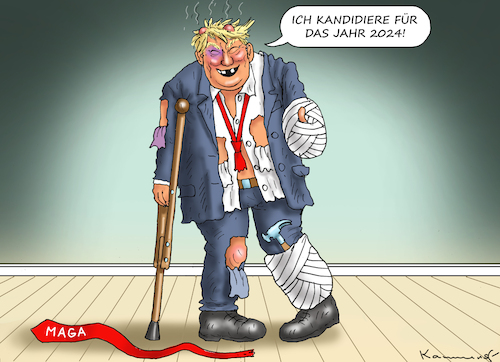 Cartoon: TRUMPS KANDIDATUR FÜR 2024 (medium) by marian kamensky tagged musk,befreit,twitter,trump,midterms,nancy,pelosi,musk,befreit,twitter,trump,midterms,nancy,pelosi