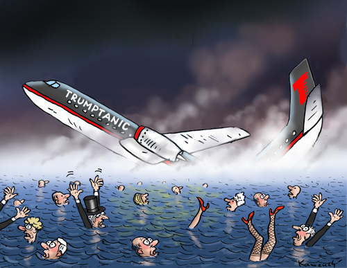 Cartoon: TRUMPTANIC (medium) by marian kamensky tagged obama,trump,präsidentenwahlen,usa,baba,vanga,republikaner,demokraten,faschismus,obama,trump,präsidentenwahlen,usa,baba,vanga,republikaner,demokraten,faschismus