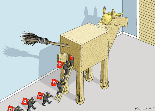 Cartoon: TRUMPTROJANER (medium) by marian kamensky tagged obama,trump,präsidentenwahlen,usa,baba,vanga,republikaner,inauguration,demokraten,wikileaks,faschismus,obama,trump,präsidentenwahlen,usa,baba,vanga,republikaner,inauguration,demokraten,wikileaks,faschismus