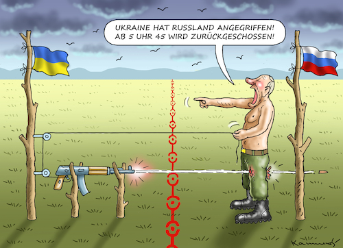 Cartoon: ÜBERFALL AUF RUSSLAND (medium) by marian kamensky tagged putins,bescherung,ukraine,provokation,nato,osterweiterung,putins,bescherung,ukraine,provokation,nato,osterweiterung