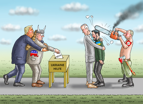 Cartoon: UKRAINE-HILFE (medium) by marian kamensky tagged ukraine,hilfe,republikaner,trump,biden,seleskyj,ukraine,hilfe,republikaner,trump,biden,seleskyj
