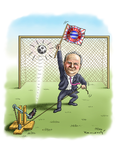 Cartoon: Uli Hoeneß Eigentor (medium) by marian kamensky tagged uli,hoeneß,fc,bayern,steuerflucht,fussball,championslegue,uli,hoeneß,fc,bayern,steuerflucht,fussball,championslegue