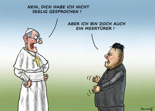 Cartoon: Unseeliger Kim Jong Un (medium) by marian kamensky tagged seeligsprechung,in,südkorea,nord,korea,papst,kim,jong,un,seeligsprechung,in,südkorea,nord,korea,papst,kim,jong,un