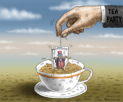 Cartoon: USA Haushaltsdefizit (medium) by marian kamensky tagged usa,haushaltsdefizit,tea,party,obama,care,republikaner,staatspleite,usa,haushaltsdefizit,tea,party,obama,care,republikaner,staatspleite