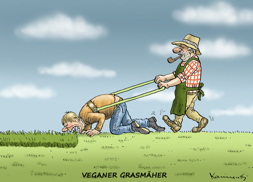 Cartoon: VEGANER GRASMÄHER (medium) by marian kamensky tagged veganer,grasmäher,veganer,grasmäher