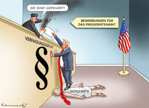 Cartoon: VERFASSUNGSFEINDLICHER ANTRAG (medium) by marian kamensky tagged verfassungsfeindlicher,antrag,trump,verfassungsfeindlicher,antrag,trump