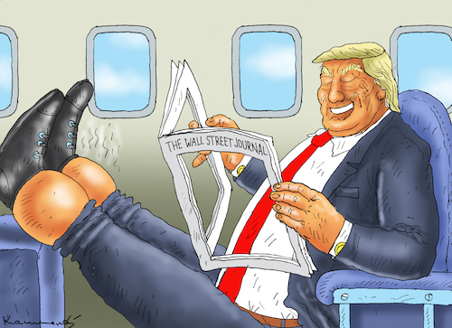 Cartoon: VERY HAPPY TRUMP (medium) by marian kamensky tagged wall,street,journal,verbot,trump,murdoch,wall,street,journal,verbot,trump,murdoch