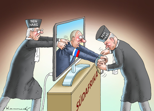 Cartoon: VIDEOPUTIN IN SÜDAFRIKA (medium) by marian kamensky tagged getreideabkommen,putin,ukraine,afrika,getreideabkommen,putin,ukraine,afrika