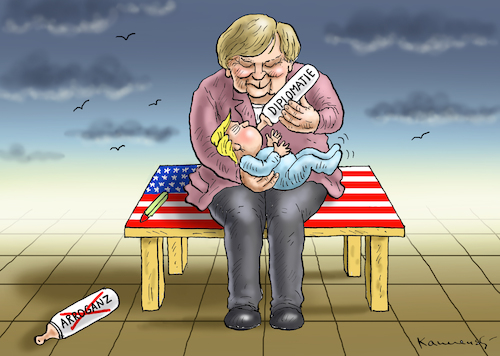 Cartoon: WARUM MERKEL BESUCHT TRUMP (medium) by marian kamensky tagged merkel,besucht,trump,merkel,besucht,trump