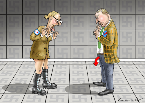 Cartoon: WEIDEL ERSCHRECKT ÜBER GAULAND (medium) by marian kamensky tagged alice,weidel,afd,extra3,landgericht,hamburg,alice,weidel,afd,extra3,landgericht,hamburg