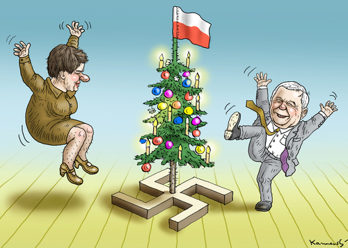 Cartoon: WEIHNACHTEN IN POLEN (medium) by marian kamensky tagged pis,kaczynski,szydlo,rechtsdruck,weihnachten,pis,kaczynski,szydlo,rechtsdruck,weihnachten