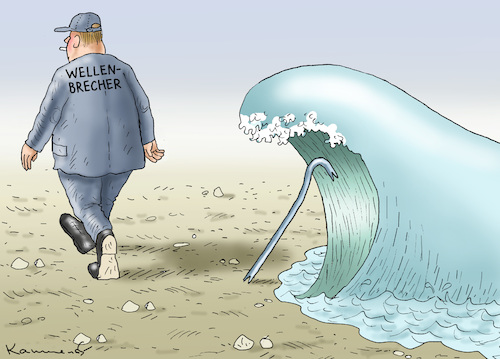 Cartoon: WELLENBRECHER (medium) by marian kamensky tagged coronavirus,epidemie,gesundheit,panik,stillegung,trump,pandemie,coronavirus,epidemie,gesundheit,panik,stillegung,trump,pandemie