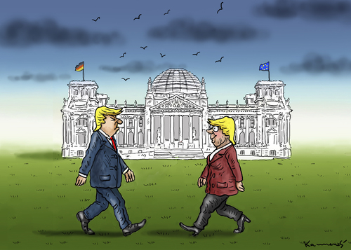 Cartoon: WENN TRUMP BESUCHT MERKEL (medium) by marian kamensky tagged obama,trump,präsidentenwahlen,usa,baba,vanga,republikaner,demokraten,faschismus,obama,trump,präsidentenwahlen,usa,baba,vanga,republikaner,demokraten,faschismus