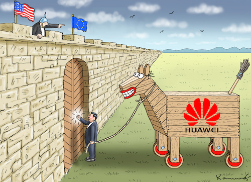 Cartoon: WIR KAUFEN NICHTS! (medium) by marian kamensky tagged huawei,xi,jinping,huawei,xi,jinping