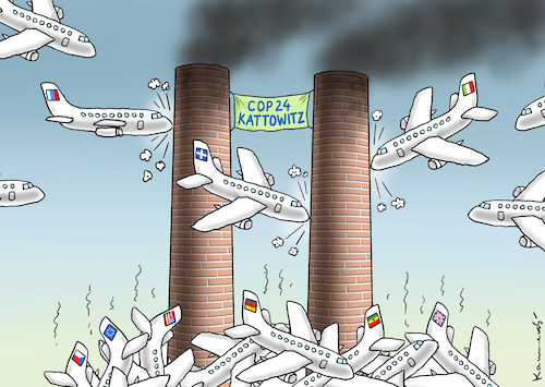 Cartoon: WITZ ÜBER KATTOWITZ (medium) by marian kamensky tagged klimakonferenz,in,katowice,co2,polen,naturkatastrophen,klimakonferenz,in,katowice,co2,polen,naturkatastrophen