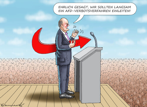 Cartoon: WOZU ES NIE KOMMEN WIRD! (medium) by marian kamensky tagged afd,verbotsverfahren,scholz,afd,verbotsverfahren,scholz