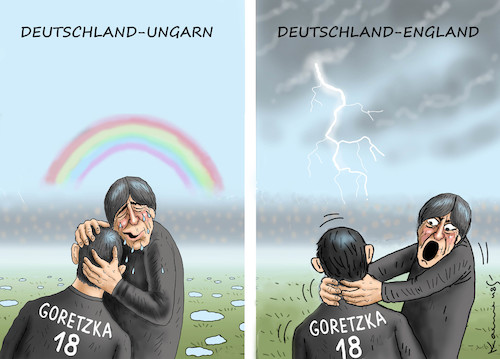 Cartoon: WUTABSCHIED FOREVER (medium) by marian kamensky tagged ungarn,deutschland,fussball,em,orban,goretzka,jogi,löw,regenbogenfarben,ungarn,deutschland,fussball,em,orban,goretzka,jogi,löw,regenbogenfarben