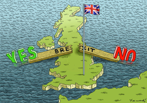 Cartoon: Yes and No for Brexit (medium) by marian kamensky tagged cameron,brexit,eu,cameron,brexit,eu