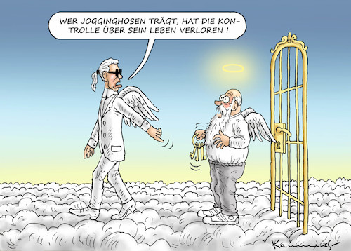 Cartoon: ZAR LAGERFELD IM HIMMEL (medium) by marian kamensky tagged zar,lagerfeld,im,himmel,mode,paris,hamburg,zar,lagerfeld,im,himmel,mode,paris,hamburg