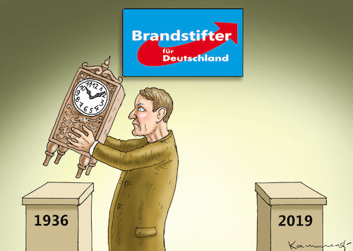 Cartoon: ZEITUMSTELLUNG IN THÜRINGEN (medium) by marian kamensky tagged merkel,seehofer,unionskrise,csu,cdu,flüchtlinge,gauland,merz,afd,akk,spahn,pegida,hutbürger,höcke,führer,wahlen,thüringen,merkel,seehofer,unionskrise,csu,cdu,flüchtlinge,gauland,merz,afd,akk,spahn,pegida,hutbürger,höcke,führer,wahlen,thüringen