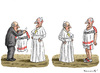 Cartoon: Blatters Tauschgeschäfte (small) by marian kamensky tagged fifa,wm,brasilien,katar,korruption,fussball,sepp,blatter,papst,franziskus