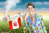 Cartoon: CANNABIS TRUDEAU (small) by marian kamensky tagged cannabis,trudeau,kanada,legalisation,marihuana