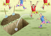 Cartoon: CORONA-FUSSBALL (small) by marian kamensky tagged coronavirus epidemie gesundheit panik stillegung trump pandemie