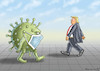 Cartoon: COVID-SCHUTZ VOR TRUMP (small) by marian kamensky tagged coronavirus,epidemie,gesundheit,panik,stillegung,trump,pandemie