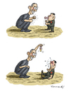 Cartoon: Kim Jong Un vs Obama (small) by marian kamensky tagged kim,jong,un,atpmare,drohung,gegen,usa,manöver,nord,korea,kernspaltung,atombombe,obama