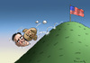 Cartoon: Kopf an Kopf Rennen (small) by marian kamensky tagged usa wahlen mitt romney barack obama kopf am rennen republikaner demokraten
