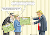 Cartoon: MERKEL BESCHENKT TRUMP (small) by marian kamensky tagged merkel,beschenkt,trump