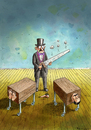 Cartoon: Nicht sehr begabter Zauberer (small) by marian kamensky tagged zauberei,kunst,variete,theater