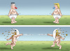 Cartoon: PAMPERS DUELL (small) by marian kamensky tagged obama,trump,präsidentenwahlen,usa,baba,vanga,republikaner,inauguration,demokraten,kim,jong,un,nord,korea,wikileaks,faschismus