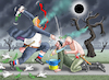 Cartoon: PEACEMAKER TRUMP (small) by marian kamensky tagged musk,trump,zuckerberg,bezos,felon,and,elon,in,panama,zölle,diktator,selenskyj,putin,ukraine,usa,china,handelskrieg
