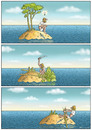 Cartoon: Solution (small) by marian kamensky tagged schwarzer,humor,einsame,insel,paddeln,rettung