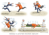 Cartoon: STÜRMISCHER ABSCHIED (small) by marian kamensky tagged merkel,und,macron,ausgebremst,putin,eu