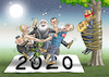 Cartoon: TOO HAPPY NEW YEAR 2020 ! (small) by marian kamensky tagged groko,spd,parteitag,schulz,würselen,merkel,andrea,nahles,scholz,hessen,wahlen,akk,kühnert,bremen,rezo,weihnachten,trump