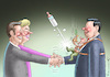 Cartoon: TRAURIGE KOMÖDIE (small) by marian kamensky tagged xi,jinping,putin,staatsbesuch,moskau,acron,von,der,leyen