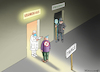 Cartoon: TRIAGE (small) by marian kamensky tagged curevac,testzentren,corona,impfung,pandemie,booster,triage,omikron,impfpflicht