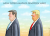 Cartoon: WENN SÖDER KANZLER GEWORDEN WÄRE (small) by marian kamensky tagged laschet,versus,söder,merkel,wahlen,baerbock,kandidat,der,herzen