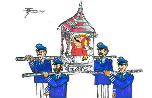 Cartoon: Air Inda Pilots stops strike (medium) by Thommy tagged air,india