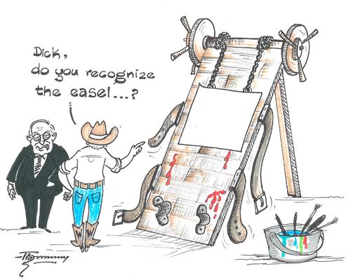 Cartoon: George Bushs Easel (medium) by Thommy tagged george,bush,paintings