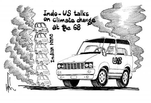 Cartoon: Indo US talks on climate change (medium) by Thommy tagged g8,global,warming