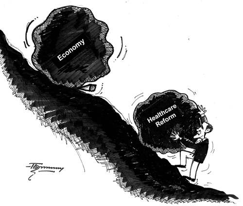 Cartoon: Obamas Progress Report (medium) by Thommy tagged obama,progess