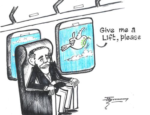 Cartoon: On his way to Middle East (medium) by Thommy tagged obama,middle,east